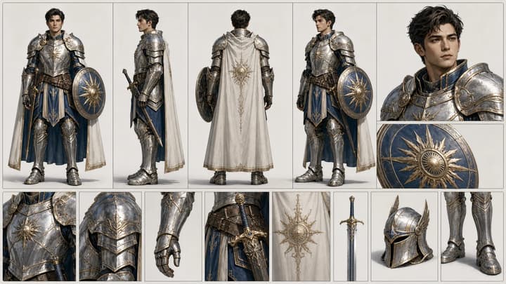 ficha de personaje de héroe de RPG de fantasía generada con LumiYing