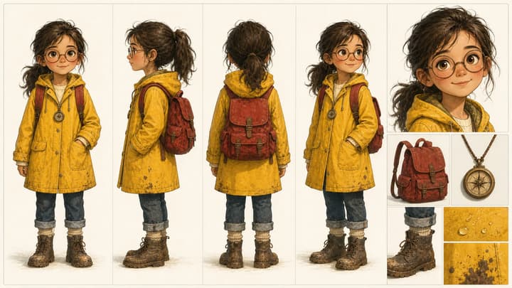 ficha de personaje del héroe de libro infantil generada con LumiYing
