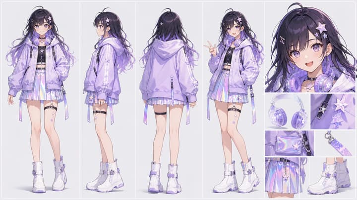 ficha de personaje de avatar VTuber generada con LumiYing
